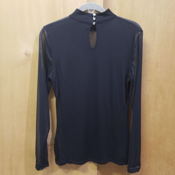 I.N.C. BLACK Sheer-Sleeve Keyhole Top SZ SMALL JJJ EXCELLENT CONDITION! - Picture 4 of 4